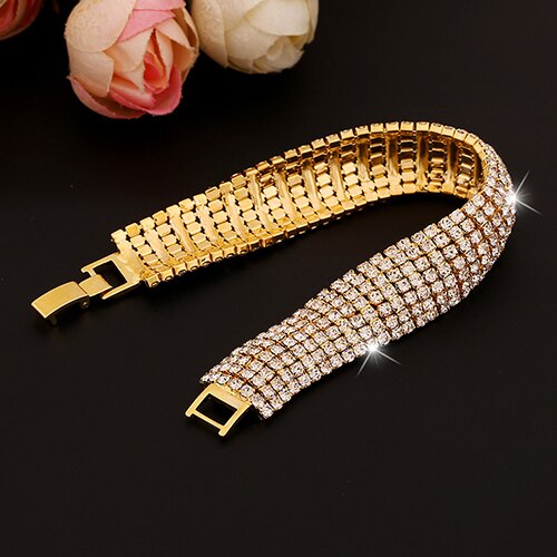 SALES！！ Women Roman Style Wide Bangle Rhinestone Bracelet Wedding Party Jewelry