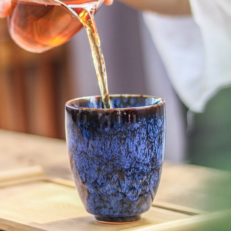 JIA-GUI-taza de té China LUO, tazas de té de cerámica con cambio de horno, taza de viaje para el hogar, juego de té de cerámica , 250ML, I063