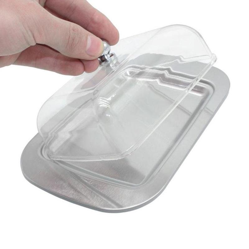 Restaurant Stainless Steel Butter Pan With Lid Cheese Tray Kitchen Keeper Storage Tableware Container Box Dish S1D8