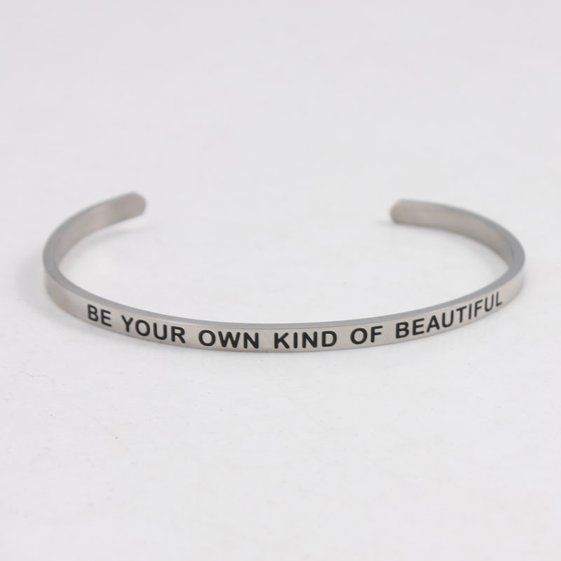 Neuheiten BROTHER Edelstahl Inspirational Positive Zitieren Manschette Mantra Armbänder & Armreifen Für Frauen Beste: BE YOUR OWN KIND OF