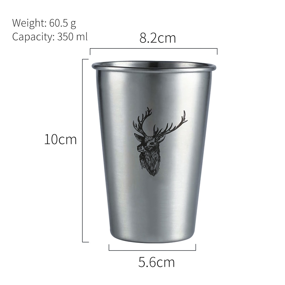 350ml Cute Pattern Beer Stainless Steel Pint Glasses Mugs Tumbler Metal Cup Unbreakable Stackable Cups Juice Beer Coffee Water
