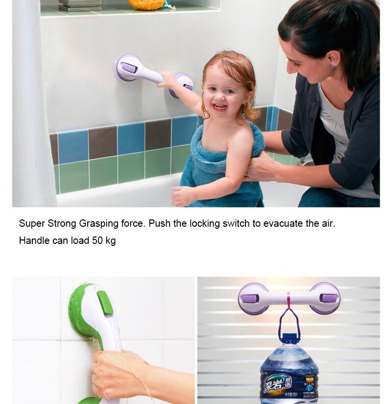 12 "helpen Handvat Badkamer Grip Handvat Kids Ondersteuning Ouderen Veiligheid Douche Bad Zuignappen Grab Bar Handle Sterke Mount grab Bar
