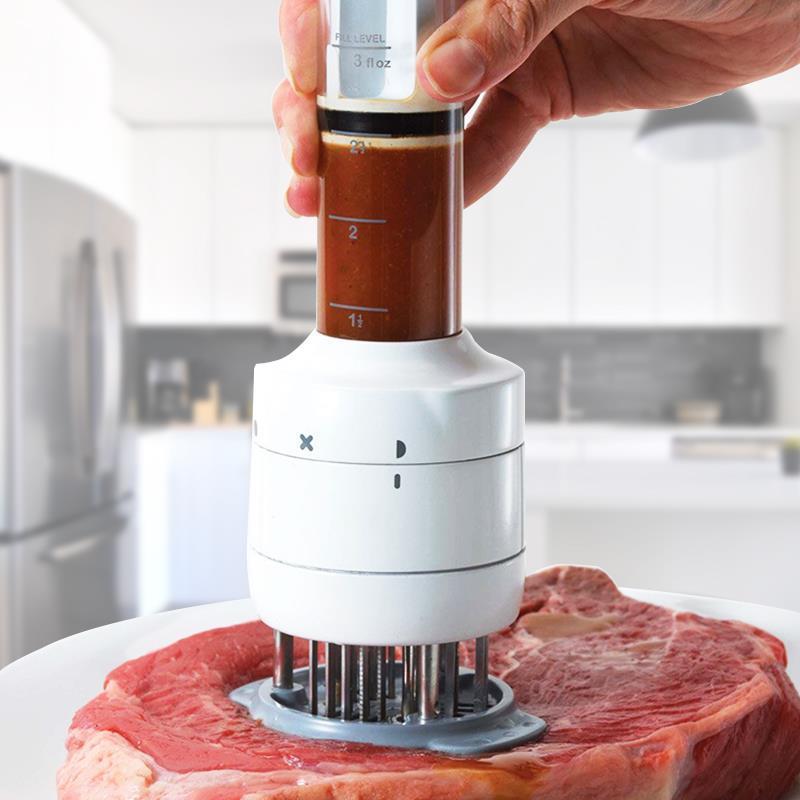 Rustfrit stål kød marinade injektor grill krydderier injektorer kød mørder køkkenudstyr bbq madlavningsværktøjer