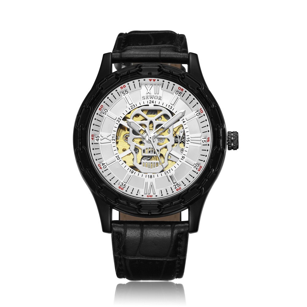 Luxe Gouden Schedel Horloges Heren Skeleton Horloges Sewor Automatische Self-Wind Mechanische Horloges Klok Relogio Masculino: 1102-06