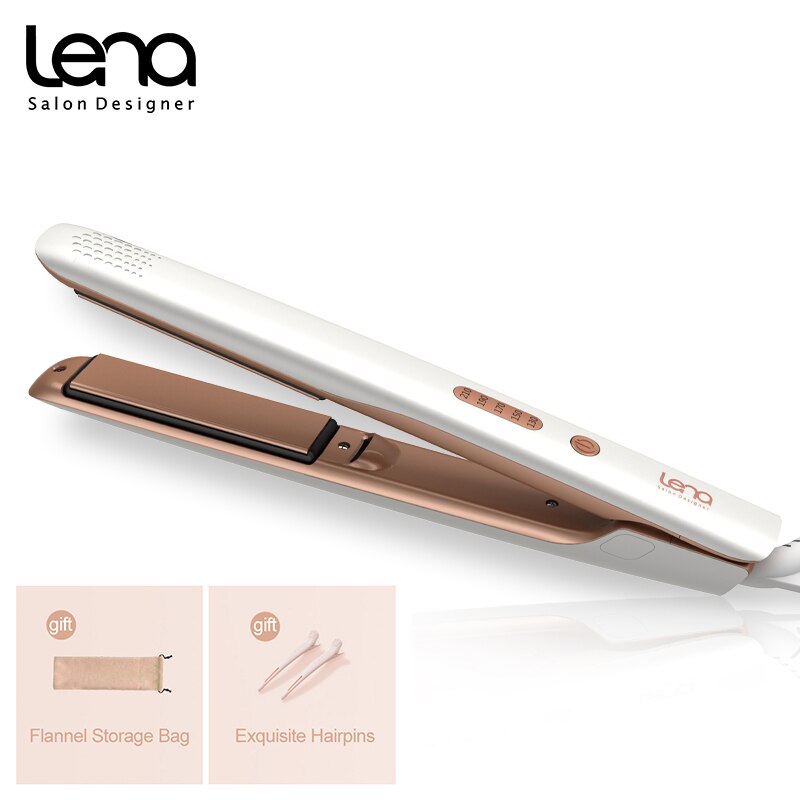 LENA 2 in 1 Hair Straightener Hair Curling Iron Negative Ion Curler Styling Tool Four-Gear Temperature Adjustment Portable Home: AU