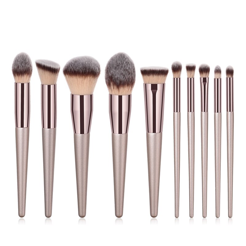 YUEMENGZI 10 teile/satz Champagner Make-Up Pinsel Set Kosmetik Foundation Powder Blush Lidschatten Kabuki Blending Einzel Schönheit Pinsel