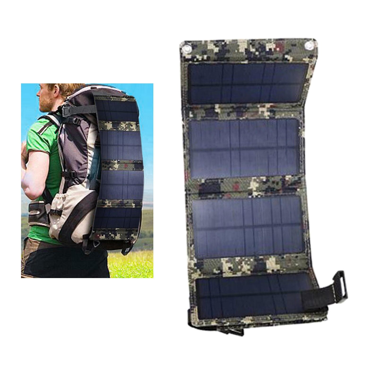 Portable Solar Panel 10W Waterproof USB Port Power Station for Hiking Tablet Smartphone