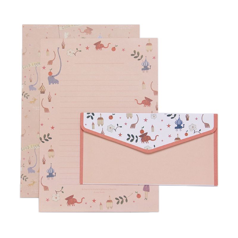 Mooie briefpapier envelop bloemig schattig cartoon set briefhoofd klein fris 831d: 08