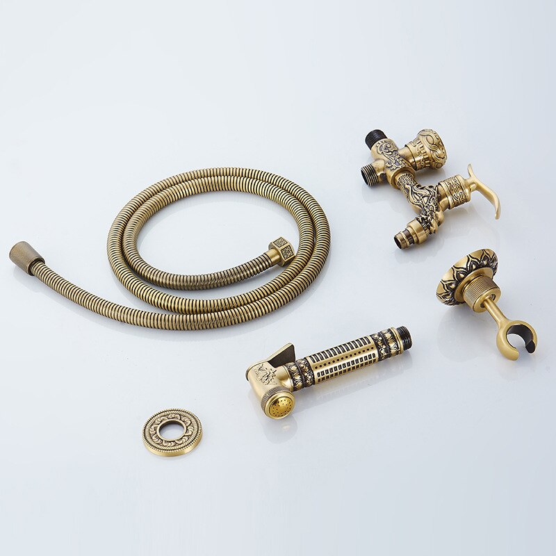 Bathroom Bidet Faucets Antique Brass Wall Mounted Out Door Faucet Sprayer Water Faucet Toilet Washing Machine Tap EL1023