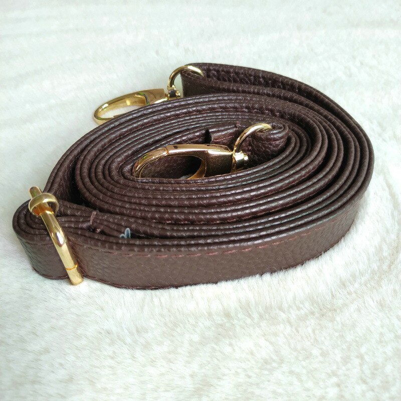 PU Læder Skulderrem Taske Tilbehør DIY Crossbody Justerbar Taske Bælte Rem Håndtaske Rem Kvinder Gul Spænde: Mørk kaffe