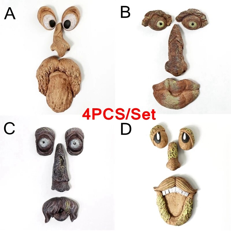 Old Man Tree Hugger Tree Face Outdoor Funny Old Man Tree Sculpture Yard Art Garden Peeker Interesting Garden Decoration: 4IN1