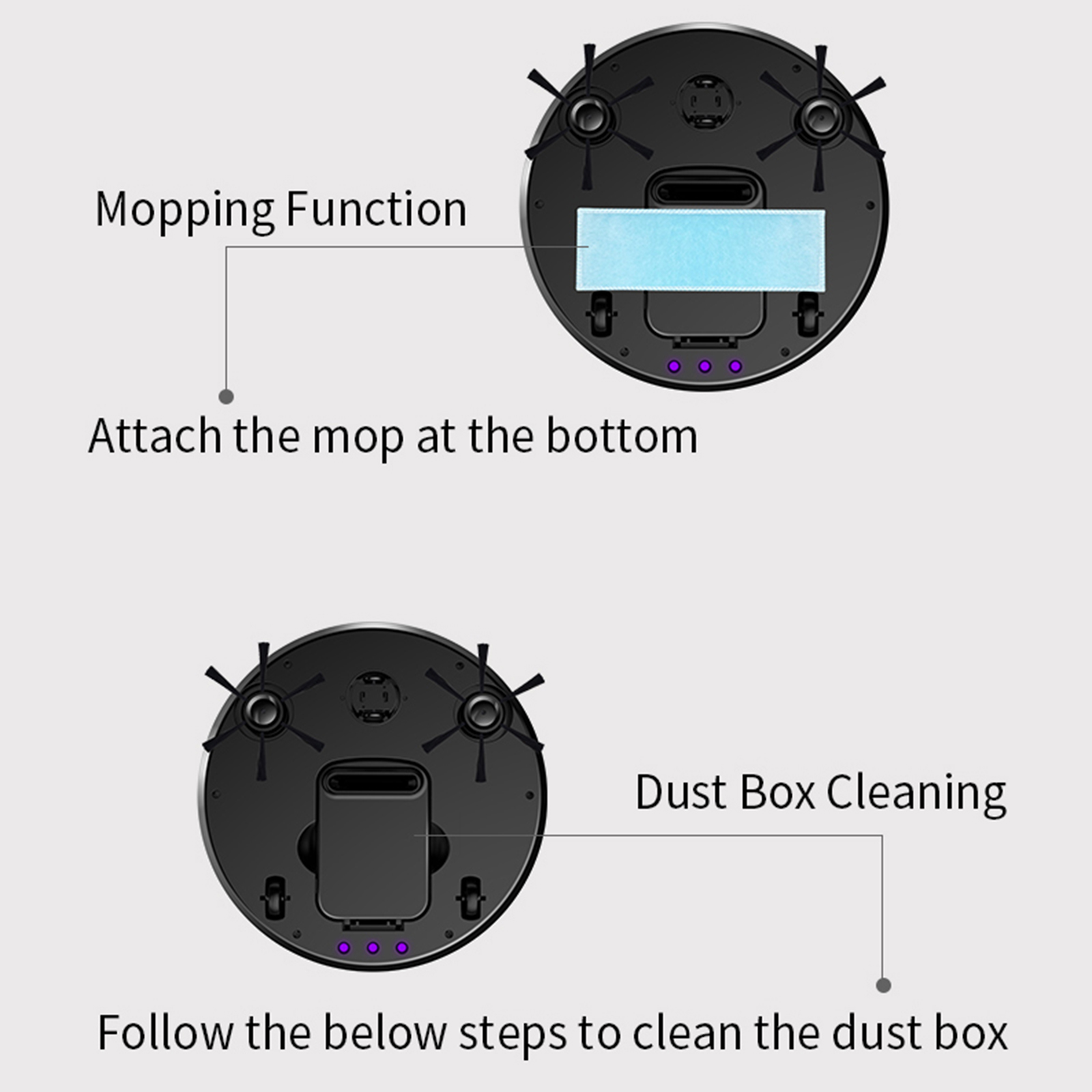 Robot Vacuum Intelligent Multiple Cleaning Modes Vacuum For Pet Hairs Hard Floor Carpet Household Cleaner Three In One Machine