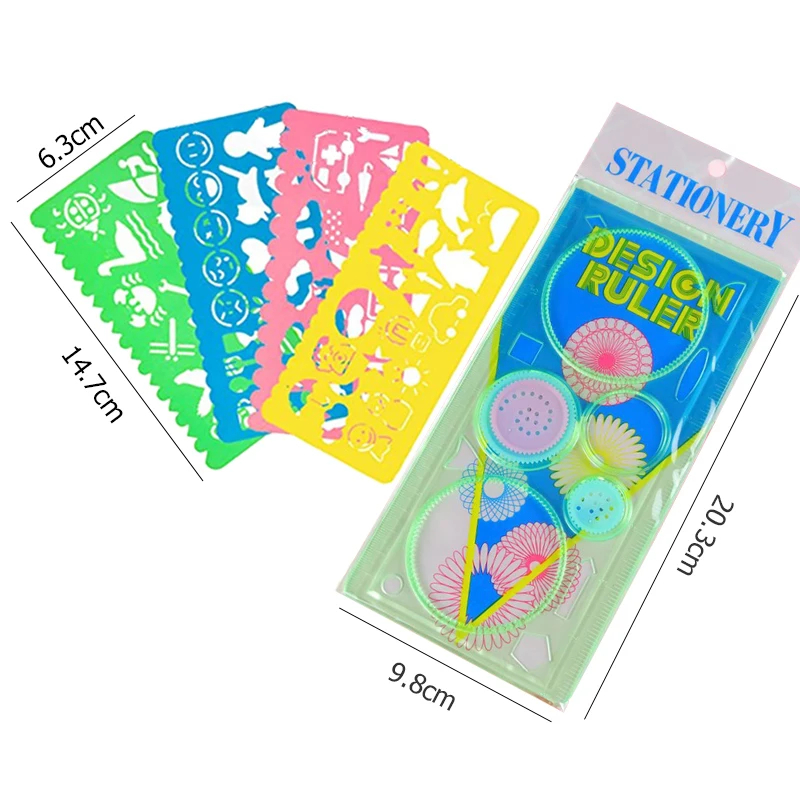 Modèles de peinture spirographe stylo à bille jouets de dessin pour enfants Puzzle art outil de bricolage multifonctionnel règle d'anniversaire TMZ