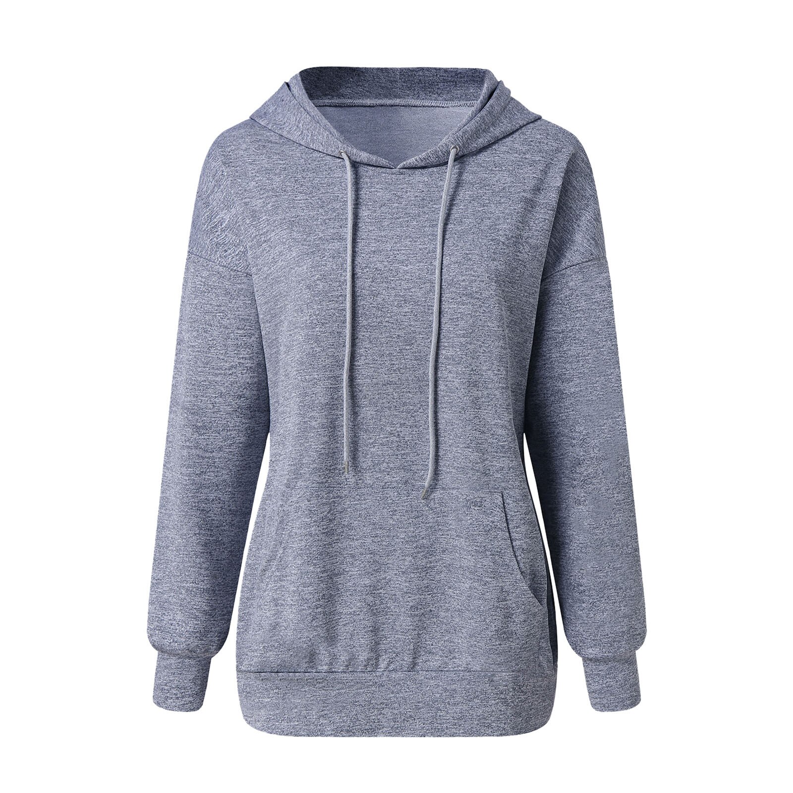 Frauen casual Hoodies Einfarbig Kordelzug Sweatshirts Langarm Tasche HoodieTops Damen Herbst Winter warme Sweatshirt Top: XL / Gray