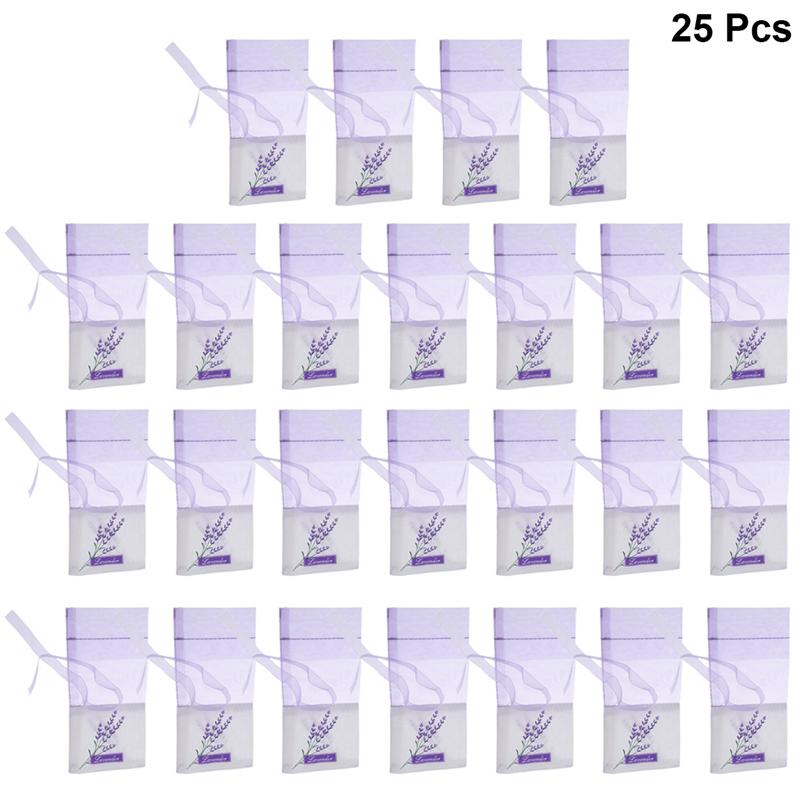 25 stuks lege lavendelzakjes met bloemenprint, geurzakjes, zakje voor ontspannen slapen (donkerpaars): 02