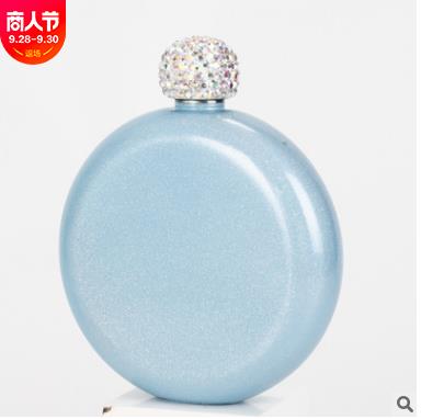 Mini fiole portative de hanche d'acier inoxydable de bouteille d'alcool ronde de femmes avec le couvercle de diamant 304 acier inoxydable 10.1cm * 9 cm * 2.6cm: D