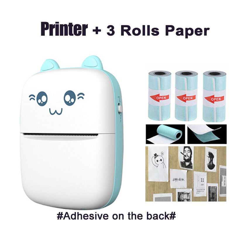 mini Kot C9 bezprzewodowy kieszonkowy rozmiar Bluetooth przenośny termiczny papier fotograficzny drukarka robić 58mm etykieta druku notatka android telefon z IOS: niebieski 3 W naklejka