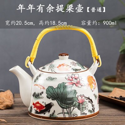 Old style teapot, ceramic tea set, retro Chinese style filtration, large capacity, household large-sized, single teapot: 5
