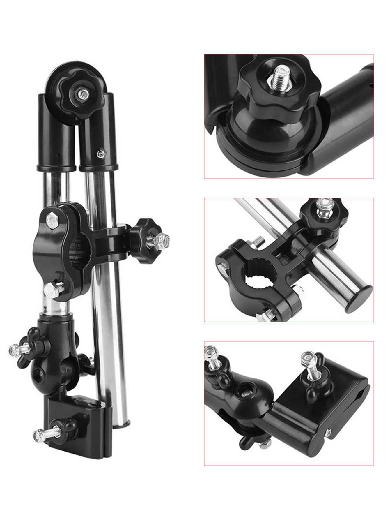 Wheelchair bicycle stroller swivel umbrella plug stroller holder any angle stainless steel umbrella holder rain gear tool