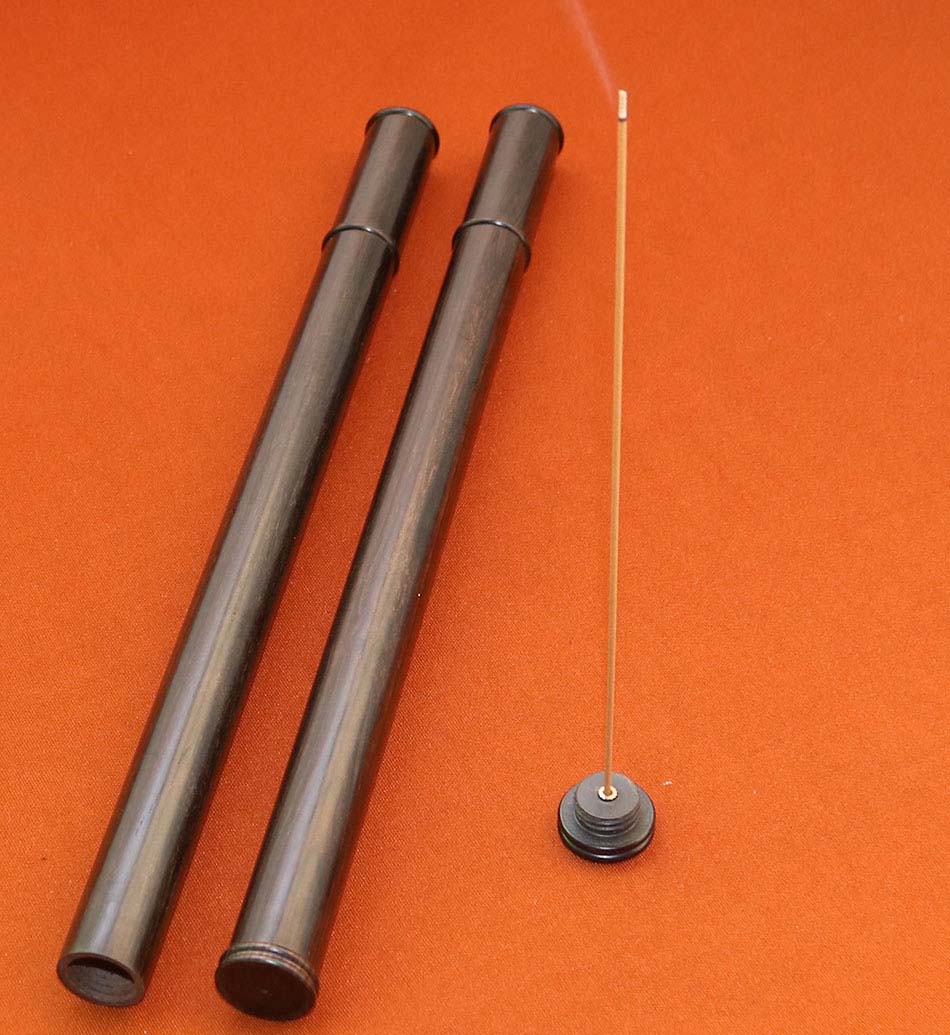 Baril en bois de rose africain | tube de rangement en bois d'encens, ébène en bois de rose avec brûleur, porta incenso, support de sandale à oud,: 8Eb11
