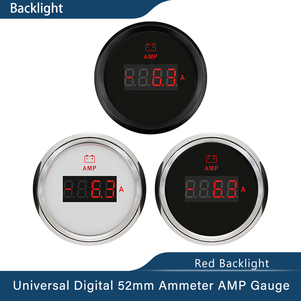 Universale impermeabile 52mm 2 &quot;amperometro amp misura +/-80A/+/-150A con sensore di corrente con retroilluminazione rossa 12V 24V per barca camion auto