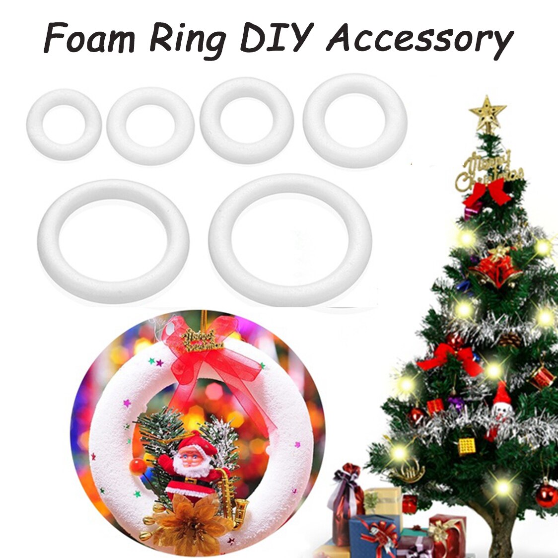 1Pc Round Foam Ring XMAS Polystyrene Styrofoam Foam Ring For Craft DIY Accessory Handmade Wedding Party Decorations Home Supplie