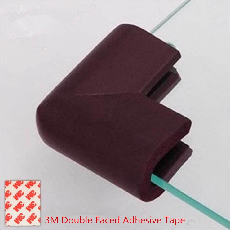 4 stk/partij U-vorm Corner Protector Baby Veiligheid Zachte Edge Guards Zuigeling Glazen Tafel Edge & Corner Guards Met 3M Sticker: brown