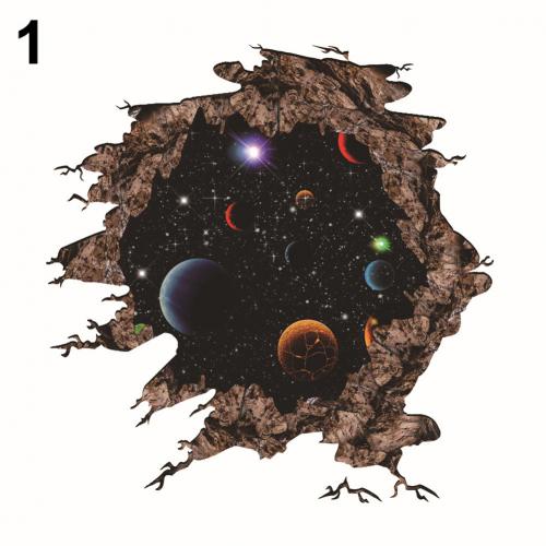 3D Planet Moon Star Sky zelfklevende Doorbreken Muursticker Slaapkamer Decor woondecoratie decoracion hogar: 1