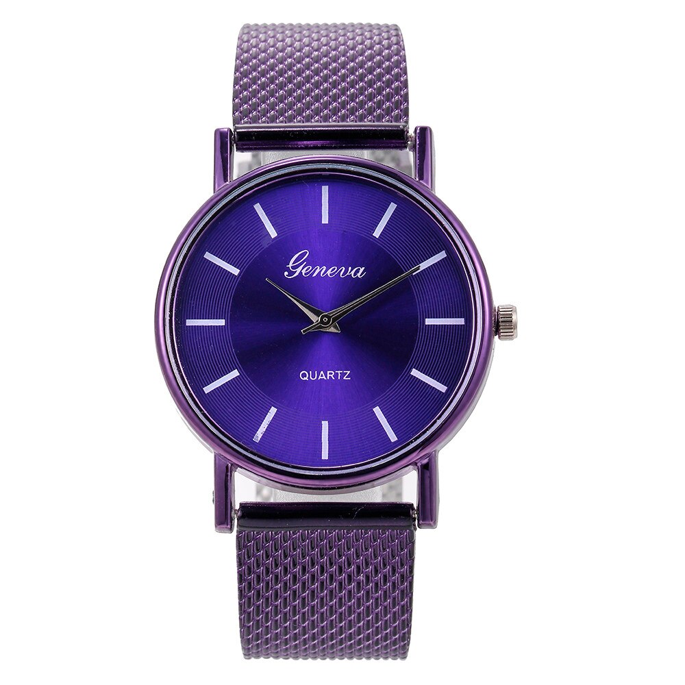 Grossiste nouvelle Montre à Quartz Femme haut de gamme verre bleu vie distingué Montre Femme Simple Montre de Reloj: Purple