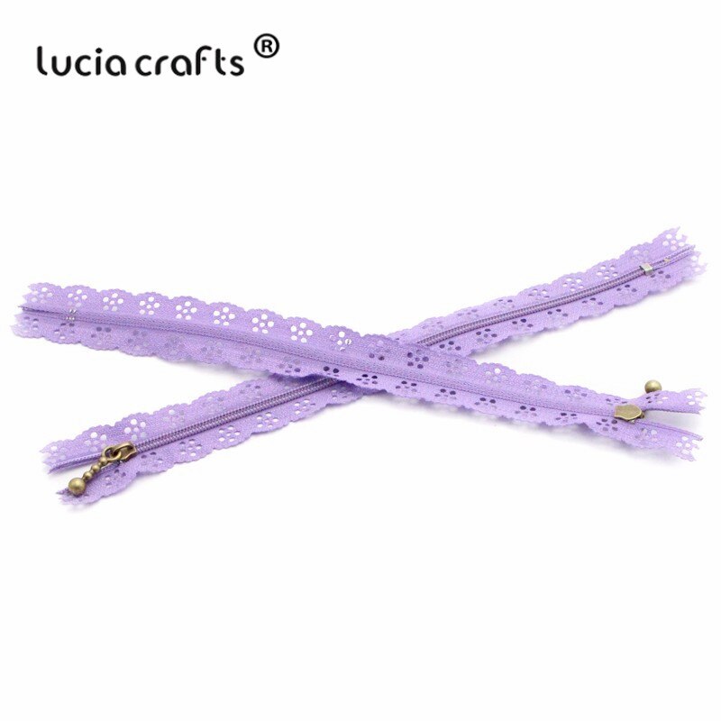 Lucia Ambachten 20 Cm Nylon Coil Mooie Kant Ritsen Voor Diy Bag Tailor Riool Craft Retail J0301: C10 Purple 6pcs