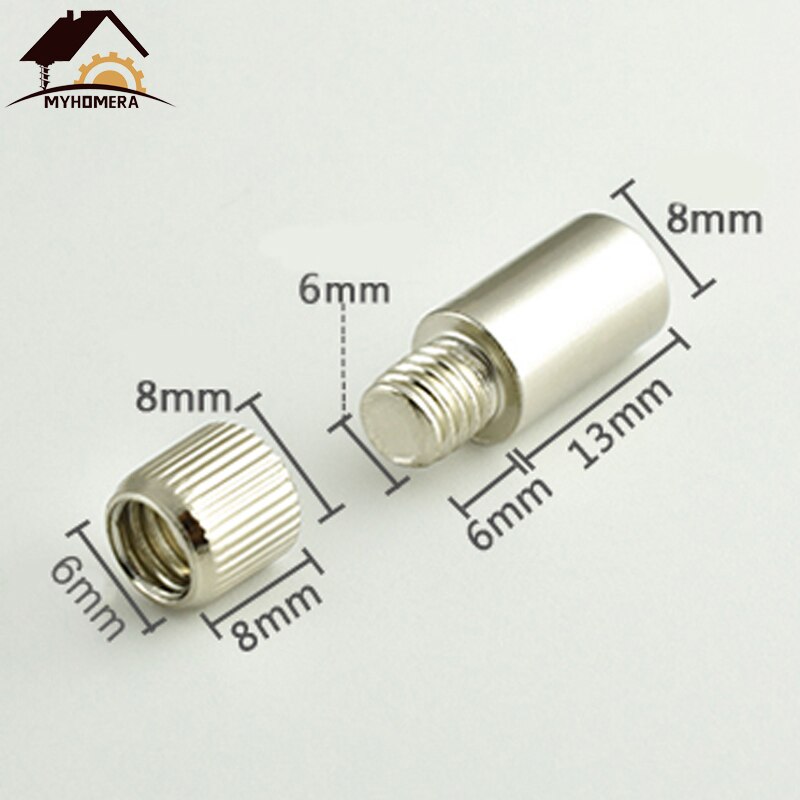 Myhomera 10pcs M8 Shelf Support Solid Pin Stud Pegs Nut Screw Sets Bookshelf Separator Metal Wardrobe Cabinet Shelve Holder