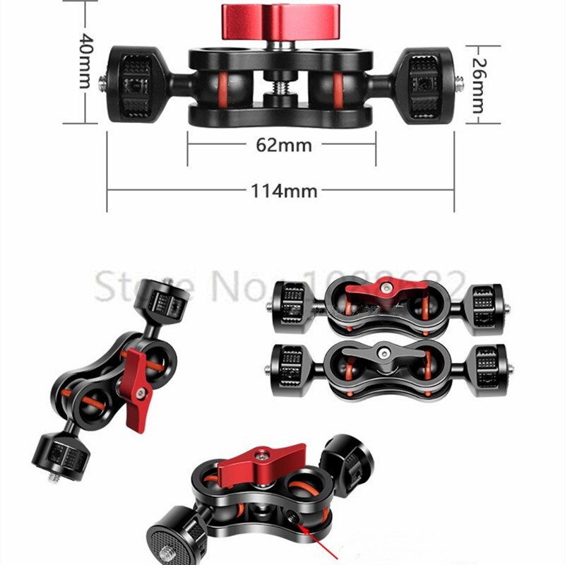 Jadkinsta 360 Grad Dual Ball Kopf Heißer Schuh Magie Arm montieren Adapter mit 1/4 "für Sony Kanon Nikon DSLR kameras Kugelkopf