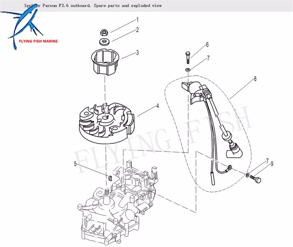 Motor de barco bobina de encendido F2.6-04000600 Assy para Parsun HDX 4 tiempos F2.6 F2.6BM Motor fueraborda, bobina de alta presión