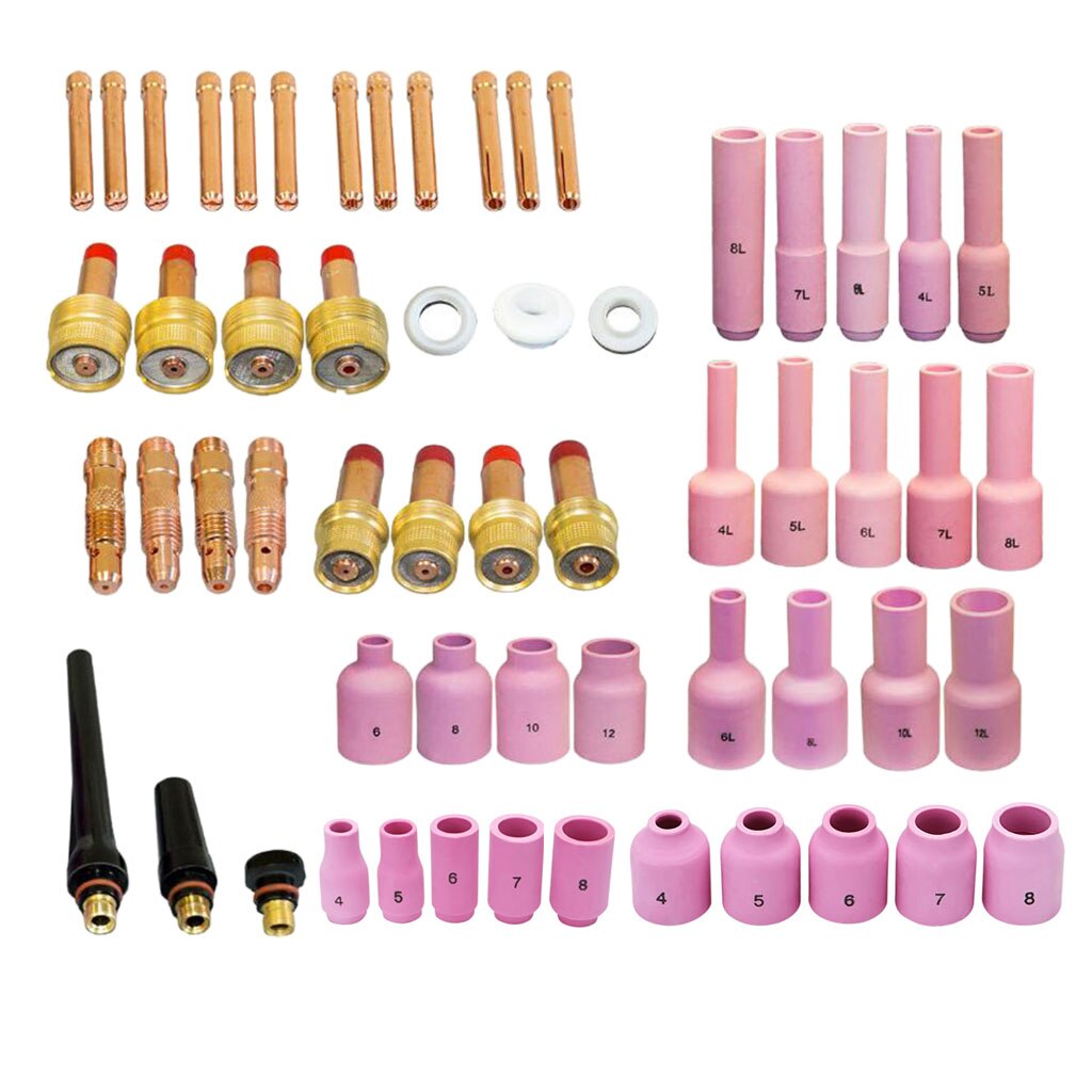 58pcs Full Set TIG Welding Torch 17/18/26 All-in-One Kit 040-1/16-3/32-1/8" T28B