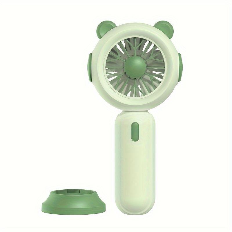 Portable handheld fan, mini personal fan with stand Battery-powered small fan (product itself does not come with AA batteries): light green