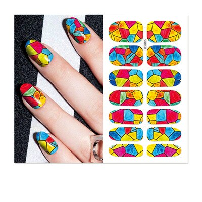 Yzwle 1 Vel Optioneel Kleurrijke Nail Art Water Transfer Stickers Nail Tips Decals Beauty Volledige Cover Wraps Voor Nagels: YSD011