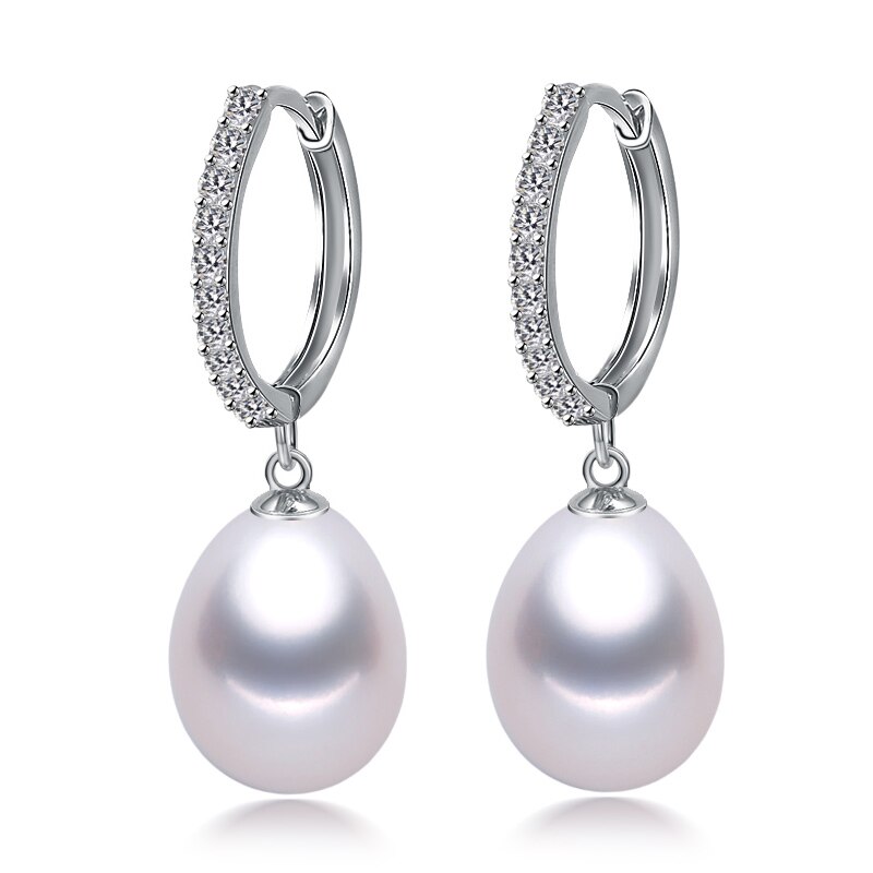 Real Gray Parel Oorbellen Voor Vrouwen, Wedding Zoetwater Parel Oorbellen 925 Sterling Zilveren Sieraden Oorbel Meisje Beste Cadeau: white pearl earring