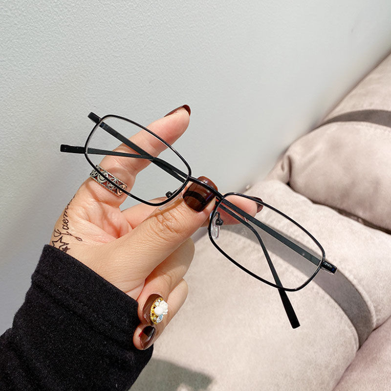 Nuevas gafas de sol rectangulares pequeñas Vintage para hombres y mujeres, gafas de sol cuadradas Punk a la , gafas de sol de con marco de Metal, gafas de conducción negras: Negro