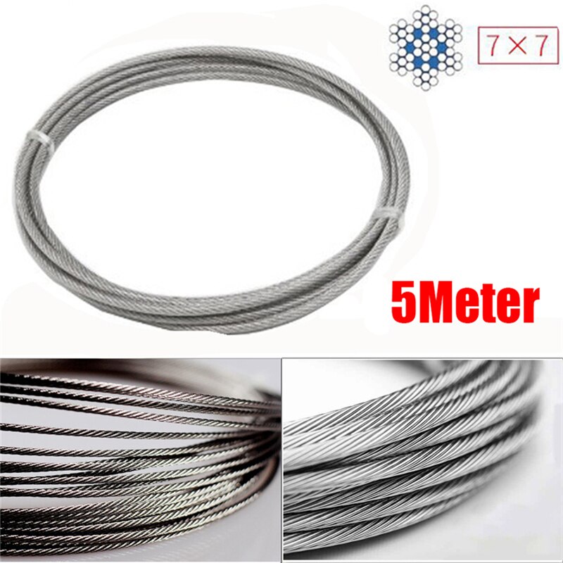 1mm 2mm 3mm 7x7 Stainless Steel Wire Rope Cable Plastic Coated Clothes Grape Rack Rope Balustrade Fence Rustproof Clothesline