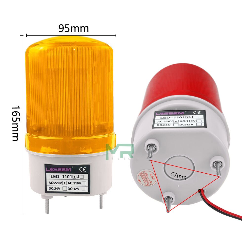 LED-1101 avec voix rotatif LED rotatif stroboscope alarme lampe lumière sirène jaune bleu rouge vert LED voyant d'avertissement 12V 24V 110V 220V
