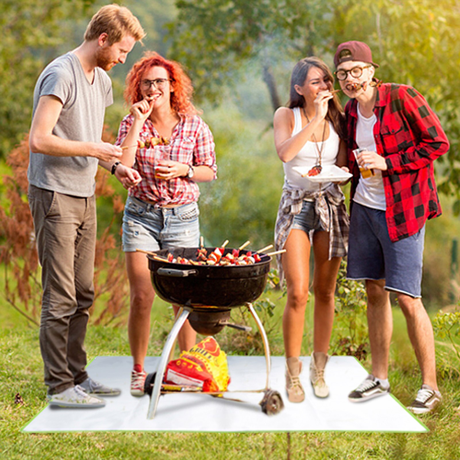 Outdoor Camping Fire Pit Mat Washable Reusable Waterproof Fireproof Grill Pat Flame Retardant Portable