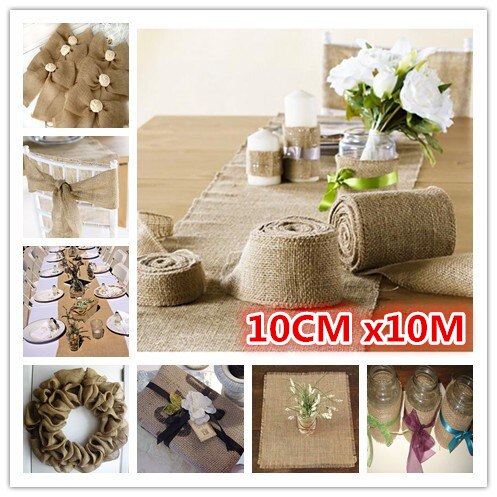 Toile de Jute naturelle pour chaise de mariage | Rouleau de ceinture, 10CM, 10 M/Lot