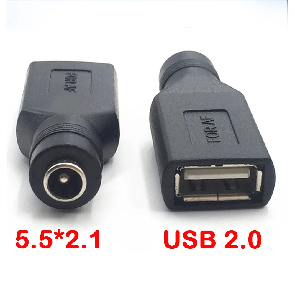 1 pièces adaptateur ca à cc convertisseur prise 5.5mm * 2.1mm femelle vers USB mâle adaptateur d'alimentation connecteur fiches: vert militaire