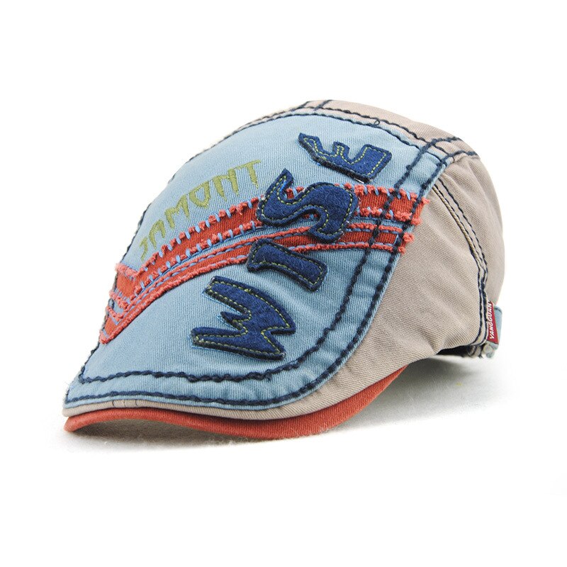 [jamont] afslappet drengekasket børnehat hat bomulds visir herrer stil gorras patchwork brev flad hat casquette 5-10y