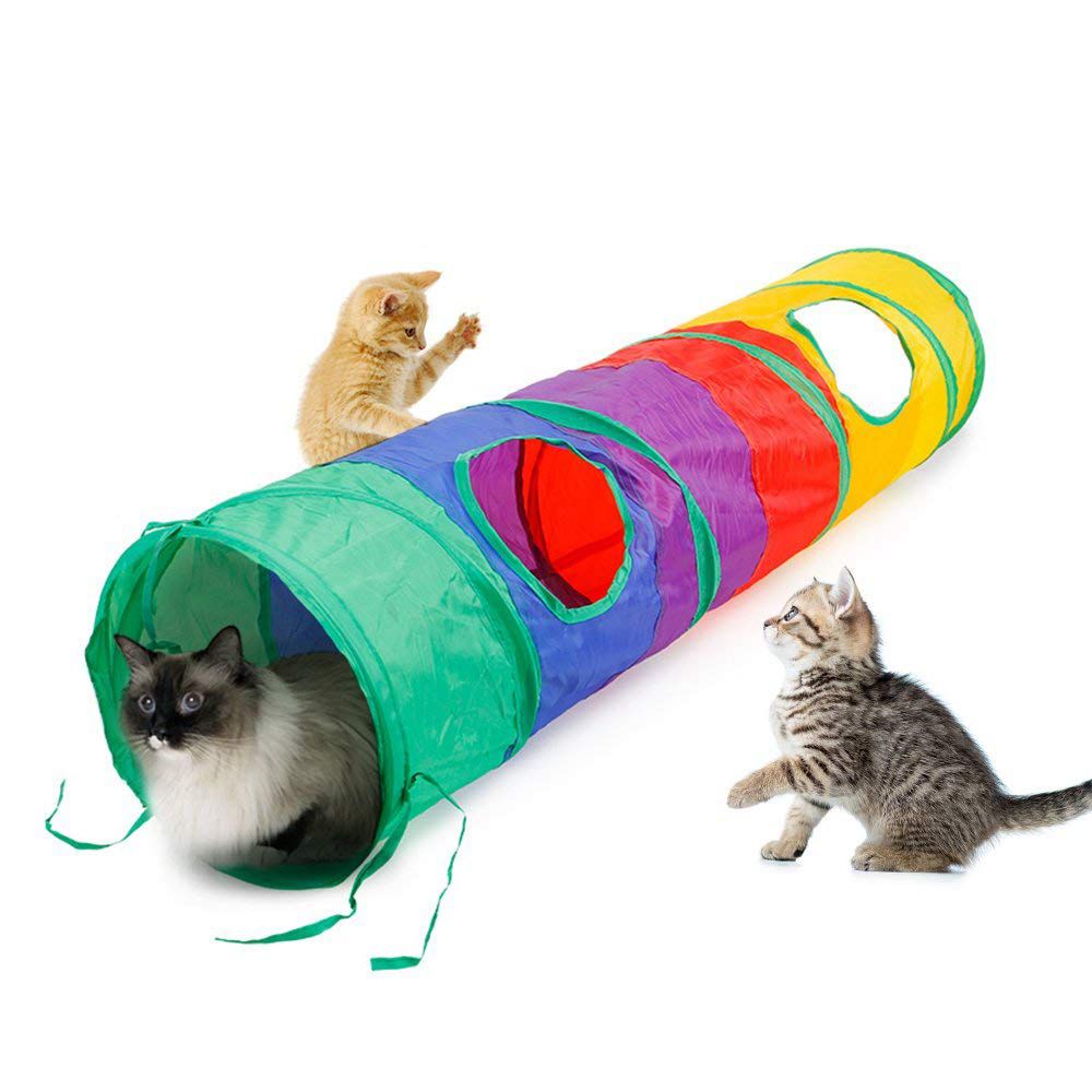 Praktisk kattunnel kæledyrsrør sammenklappeligt legetøj indendørs udendørs kitty hvalpelegetøj til puslespil, der udøver skjultræning og r
