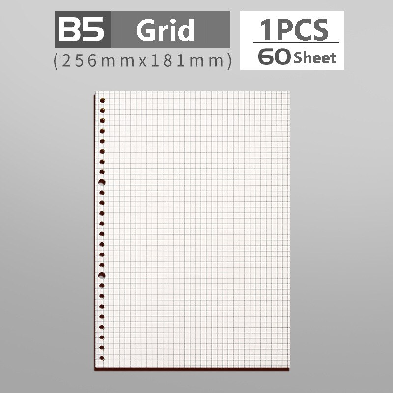 A4/A5/B5 Loose Leaf Binder Notebook Refillable Paper Journal Diary Agenda 2022 Planner Notepad Office School Supplies Stationery: B5 Grid