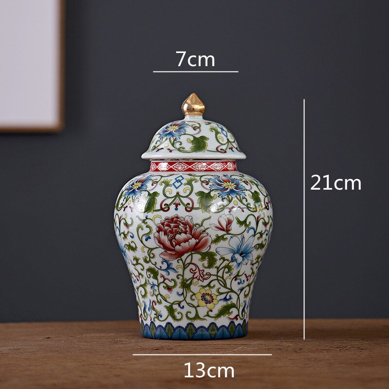 Ceramic General Jar Ceramic Tea Caddy Kitchen Storage Airtight Jar Tea Set Enamel Porcelain Chinese Handicraft Ornaments: A-S
