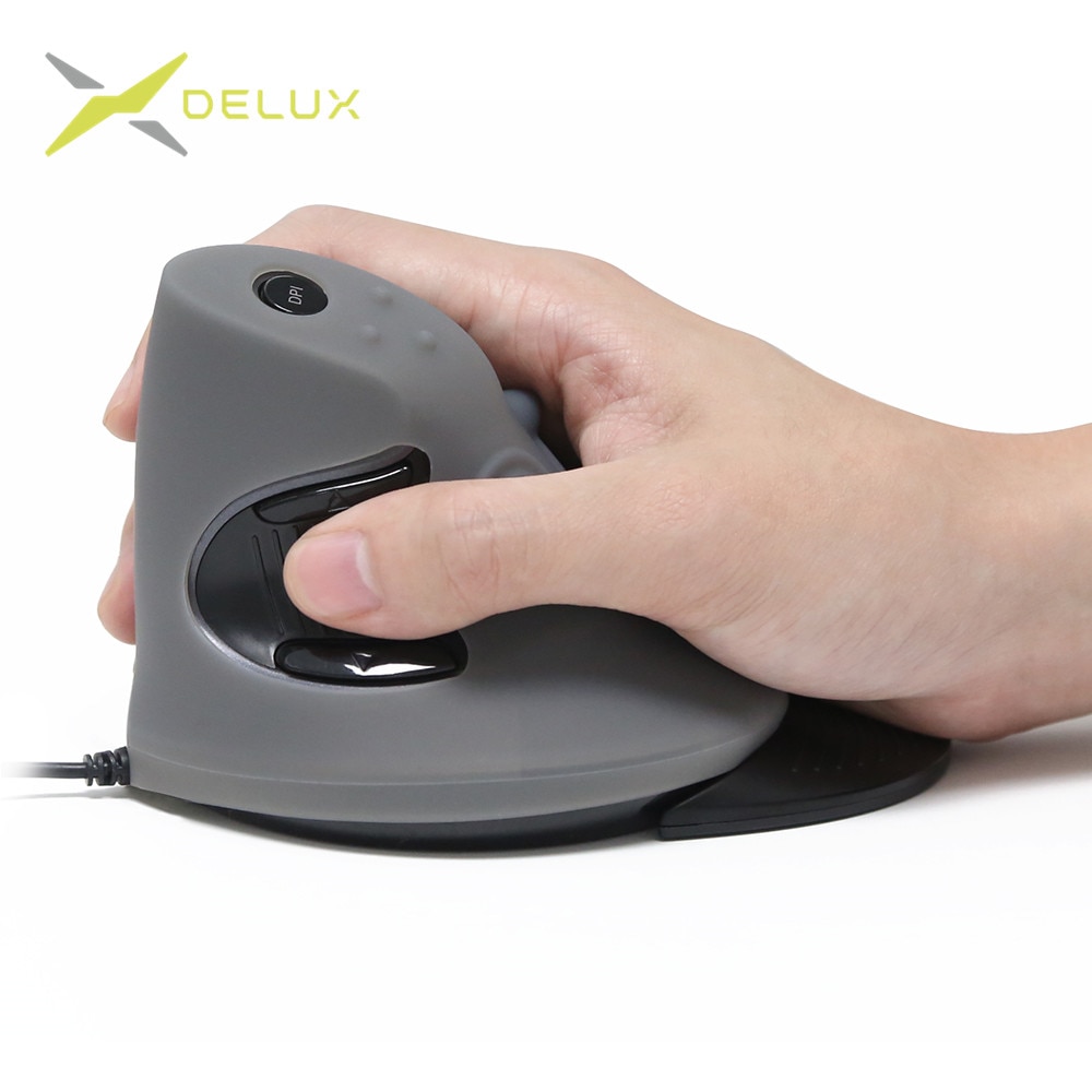 Delux M618 Optische Verticale Bedrade Muis 6 Knoppen 1600 Dpi Ergonomische Rechterhand Muizen Met Rubber Beschermende Shell Voor Pc