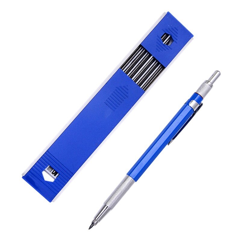 2.0mm Mechanical Pencil Lead Pencil for Draft Drawing Carpenter Crafting Art Sketching with 12 Pcs Refill: Blue