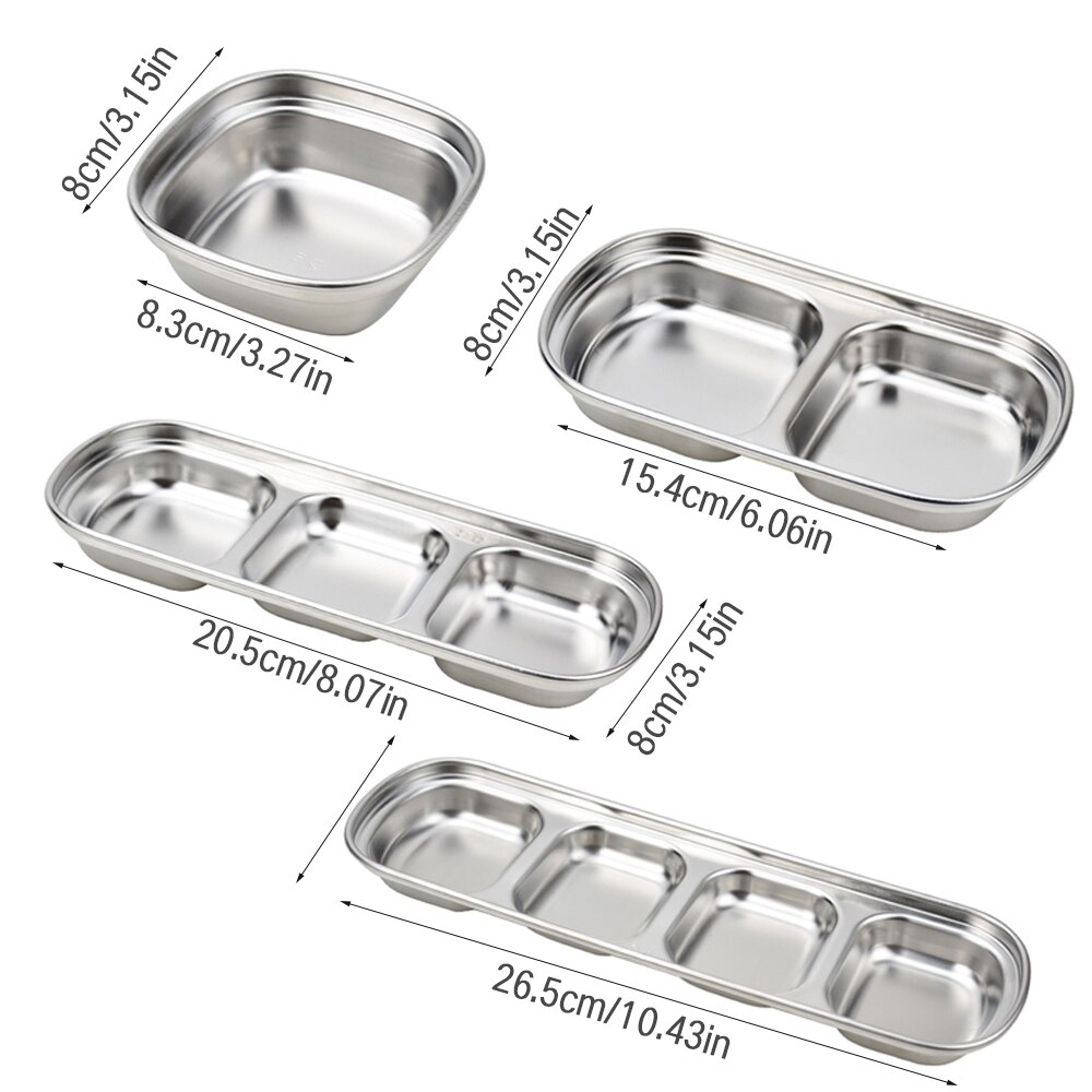 Kitchen Stainless Steel Storage Organizer Plate Saucer Snacks Vinegar Soy Plates Tableware Food Seasoning Tray Dish Tableware